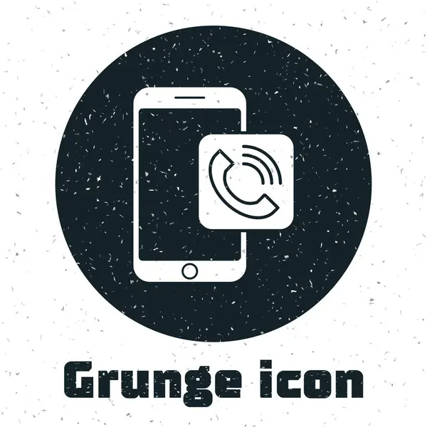 Grunge Icono Llamada Telefónica Móvil Aislado Sobre Fondo Blanco Ilustración — Vector de stock