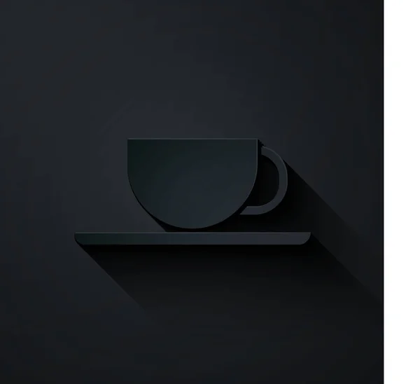 Papiergeschnittene Kaffeetasse Symbol Isoliert Auf Schwarzem Hintergrund Teetasse Vorhanden Heißes — Stockvektor
