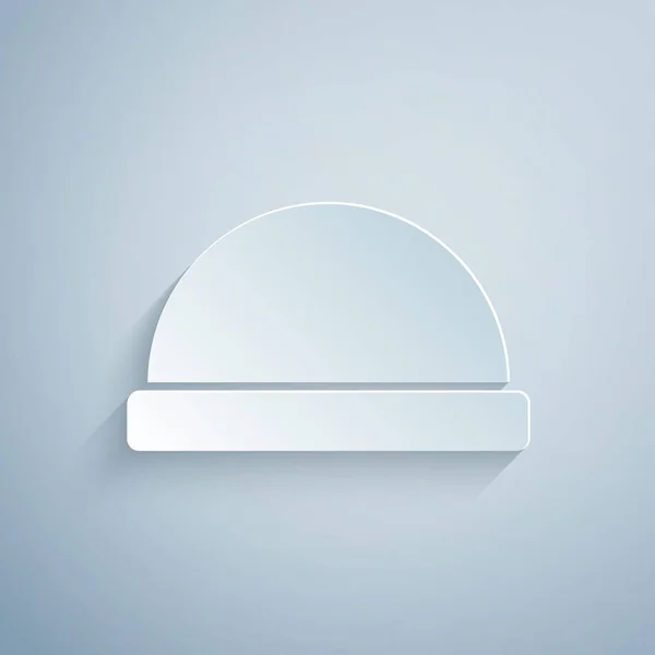 Beanie Hut Symbol Aus Papier Isoliert Auf Grauem Hintergrund Papierkunst — Stockvektor