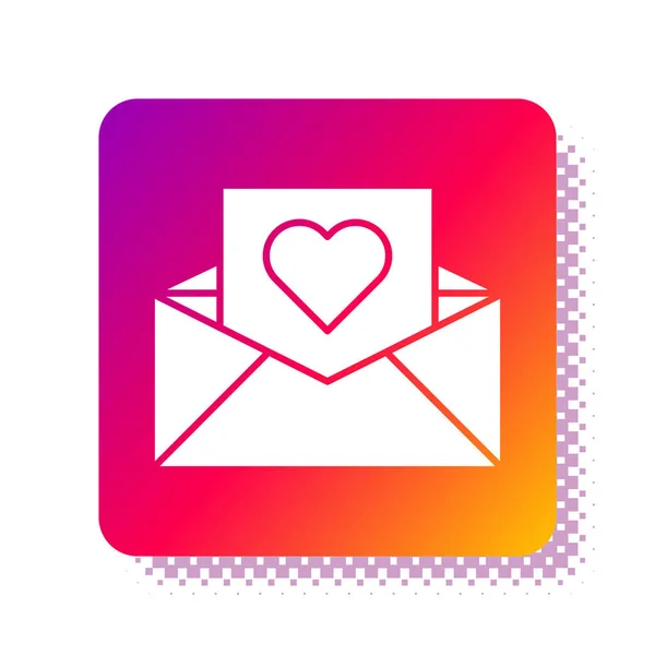 White Envelope Valentine Heart Icon Isolated White Background Message Love — 스톡 벡터