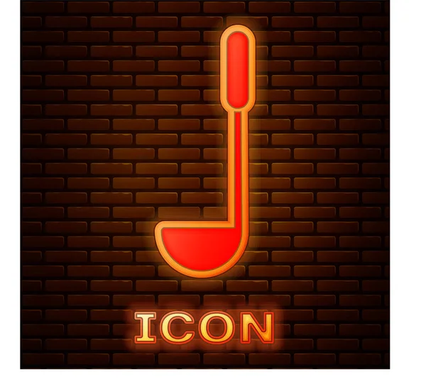 Glowing Neon Kitchen Ladle Icon Isolated Brick Wall Background Cooking — Stock Vector