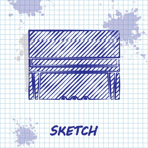 Sketch Line Ícone Piano Grand Isolado Fundo Branco Instrumento Musical — Vetor de Stock