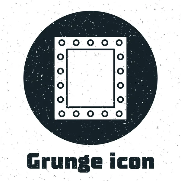 Grunge Καθρέφτη Μακιγιάζ Φώτα Εικονίδιο Απομονώνονται Λευκό Φόντο Εικονογράφηση Διανύσματος — Διανυσματικό Αρχείο