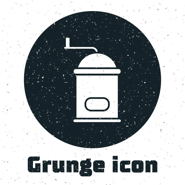 Grunge Icono Molinillo Café Manual Aislado Sobre Fondo Blanco Ilustración — Vector de stock