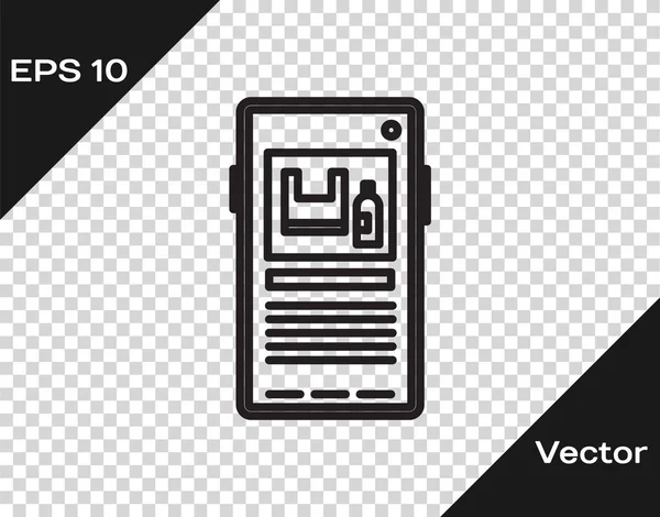 Línea Negra Detenga Icono Contaminación Plástica Aislado Sobre Fondo Transparente — Vector de stock