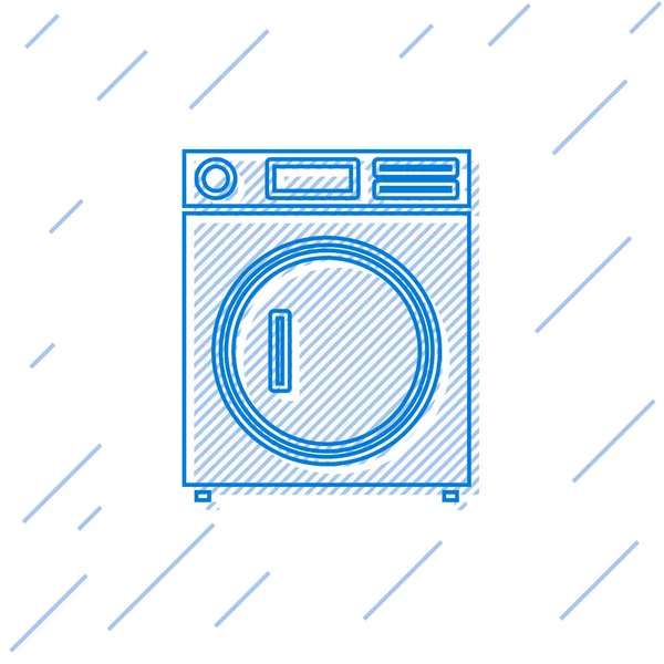 Ícone Arruela Linha Azul Isolado Fundo Branco Ícone Máquina Lavar —  Vetores de Stock