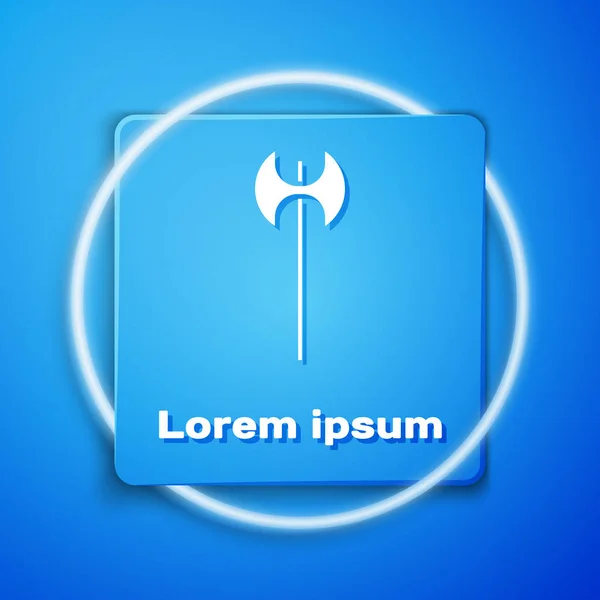 White Medieval Axe Icon Isolated Blue Background Battle Axe Executioner — 스톡 벡터