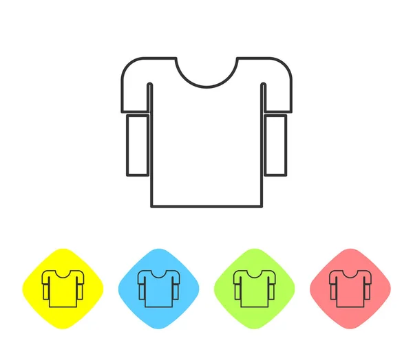 Grey Line Long Sleeve Shirt Icon Isolated White Background Set — Stock Vector