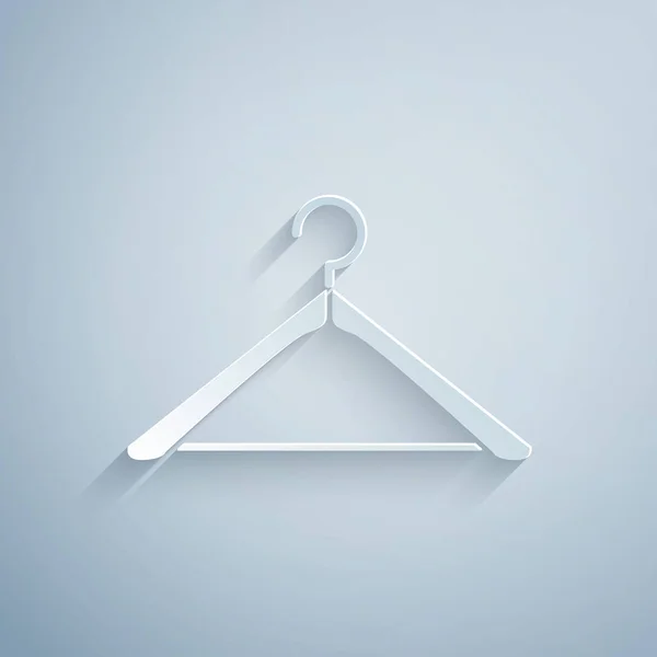 Paper Cut Hanger Wardrobe Icon Isolated Grey Background Cloakroom Icon — Stock Vector