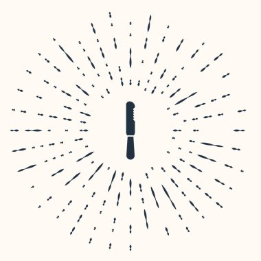 Gri tek kullanımlık plastik bıçak ikonu bej arka planda izole edilmiş. Soyut çember rastgele noktalar. Vektör İllüstrasyonu