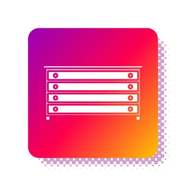 White Chest of drawers icon isolated on white background. Square color button. Vector Illustration