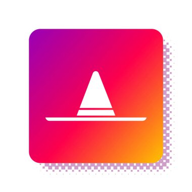 Beyaz bahçıvan, çiftçi ya da tarım işçisi şapkası ikonu beyaz arka planda izole edilmiş. Kare renk düğmesi. Vektör İllüstrasyonu