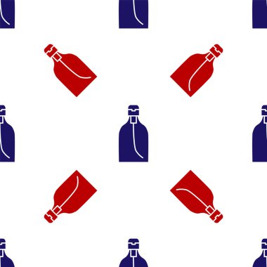 Mavi ve kırmızı şişe antibakteriyel sabun, beyaz arkaplanda izole edilmiş ikon. Dezenfeksiyon, hijyen, cilt bakımı. Vektör İllüstrasyonu