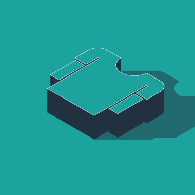 Isometric Uzun kollu gömlek simgesi yeşil arka planda izole edildi. Vektör İllüstrasyonu