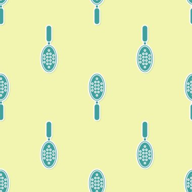 Yeşil saç fırçası ikonu sarı arkaplanda kusursuz desen izole etti. Taraklı saç işareti. Berber sembolü. Vektör İllüstrasyonu