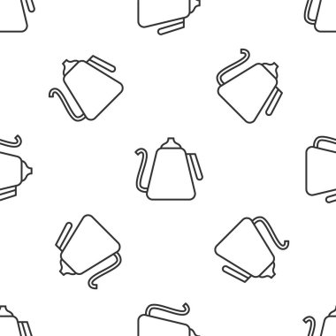 Gri çizgili Kettle, beyaz arka planda izole edilmiş ikon izlerine sahip. Çaydanlık ikonu. Vektör İllüstrasyonu