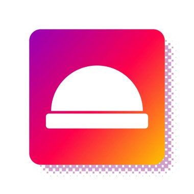 Beyaz Fasulye şapka simgesi beyaz arkaplanda izole edildi. Kare renk düğmesi. Vektör İllüstrasyonu