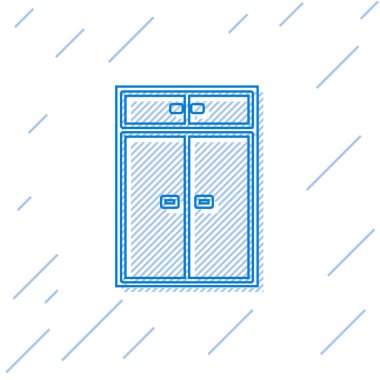 Mavi çizgi gardırop simgesi beyaz arkaplanda izole edildi. Vektör İllüstrasyonu