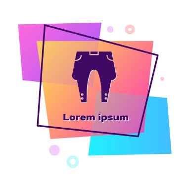 Mor Pantolon simgesi beyaz arkaplanda izole edildi. Renkli dikdörtgen düğmesi. Vektör İllüstrasyonu