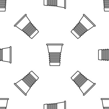 Gri çizgi kağıt cam ikonu beyaz arka planda kusursuz desen izole etti. Soda bardağı. Taze soğuk içecek sembolü. Vektör İllüstrasyonu