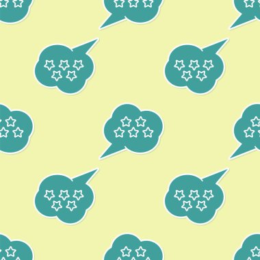 Yeşil 5 yıldızlı ürün değerlendirme ikonu sarı arka planda izole edilmiş pürüzsüz desen. Favori, en iyi derecelendirme, ödül sembolü. Vektör İllüstrasyonu