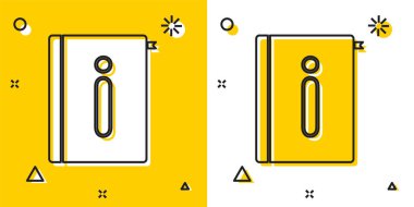 Black User manual icon isolated on yellow and white background. User guide book. Instruction sign. Read before use. Random dynamic shapes. Vector Illustration