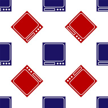 Mavi ve kırmızı elektronik ölçekli ikon beyaz arka planda izole edilmiş pürüzsüz desen. Ağırlık ölçüm aletleri. Vektör İllüstrasyonu