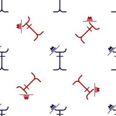Blue and red Coat stand icon isolated seamless pattern on white background.  Vector Illustration