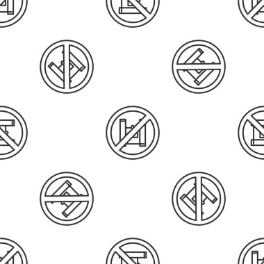 Gri çizgi. Plastik poşetlere hayır deyin. Poster simgesi. Tek kullanımlık selofan ve politen paket yasaklama işareti. Vektör İllüstrasyonu