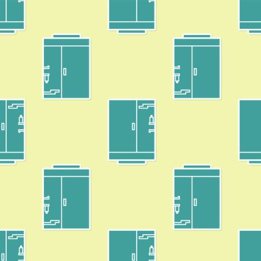 Green Shower cabin icon isolated seamless pattern on yellow background.  Vector Illustration