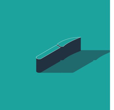 Isometric Bıçak simgesi yeşil arkaplanda izole edildi. Çatal bıçak sembolü. Vektör İllüstrasyonu