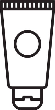 Beyaz arka planda siyah çizgi kremi ya da losyon kozmetik tüp ikonu izole edilmiş. Erkekler için vücut bakım ürünleri. Vektör İllüstrasyonu