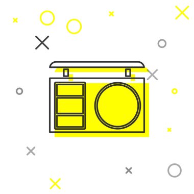 Beyaz arka planda izole edilmiş fırça ikonu olan gri çizgi göz gölgesi paleti. Vektör İllüstrasyonu