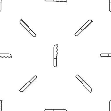 Gri çizgili ekmek bıçağı ikonu beyaz arka planda kusursuz desen izole etti. Çatal bıçak sembolü. Vektör İllüstrasyonu