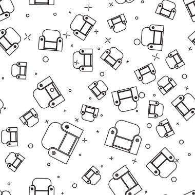 Siyah çizgi Kol Koltuğu simgesi beyaz arka planda izole edilmiş pürüzsüz desen. Vektör İllüstrasyonu