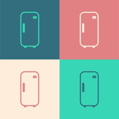 Renk çizgisi Buzdolabı simgesi renk arkaplanında izole edildi. Buzdolabı buzdolabı. Ev aletleri ve aletler. Vektör İllüstrasyonu