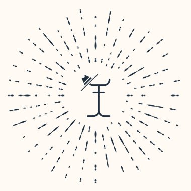 Grey Coat stand icon isolated on beige background. Abstract circle random dots. Vector Illustration