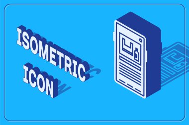 Isometric Stop plastik kirliliği simgesi mavi arkaplanda izole edildi. Ekolojik poster. Vektör İllüstrasyonu