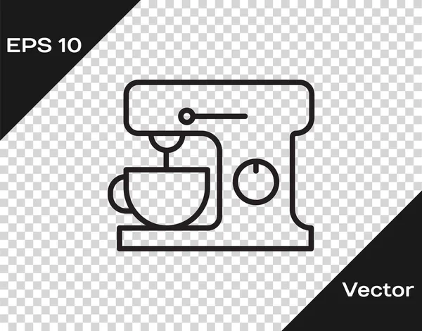 Ligne Noire Icône Mélangeur Électrique Isolé Sur Fond Transparent Mélangeur — Image vectorielle