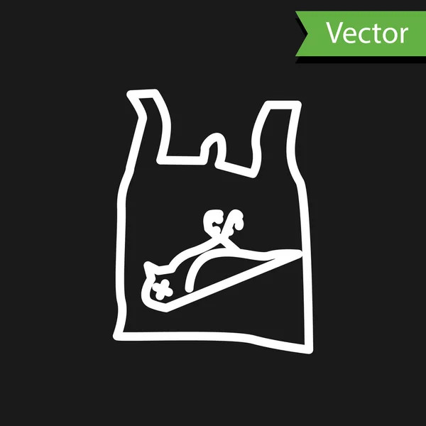Белая Линия Мертвая Птица Пластиковая Икона Черном Фоне Знак Элемента — стоковый вектор