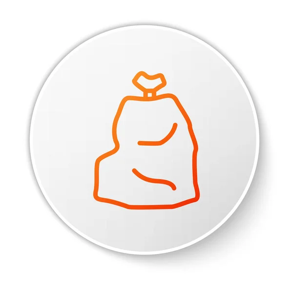 Oranžová Čára Ikona Pytle Odpadky Izolované Bílém Pozadí Bílý Knoflík — Stockový vektor
