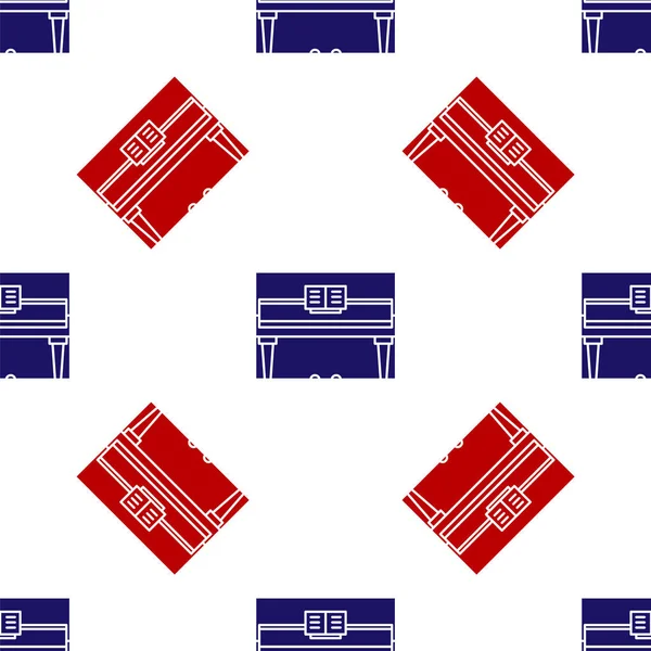 Blue Red Grand Piano Icon Isolated Seamless Pattern White Background — ストックベクタ
