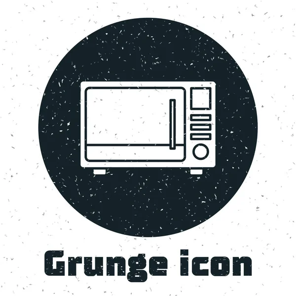 Grunge Microwave Oven Icon Isolated White Background Home Appliances Icon — Stock Vector