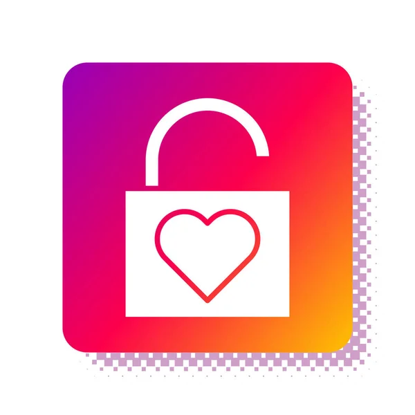 Wit Lock Hart Pictogram Geïsoleerd Witte Achtergrond Vergrendeld Hart Liefdessymbool — Stockvector