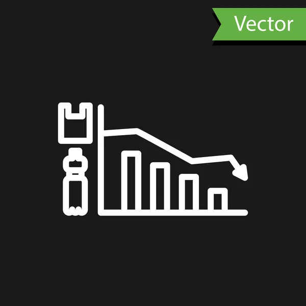 Línea Blanca Icono Infografía Ecológica Aislado Sobre Fondo Negro Ilustración — Vector de stock