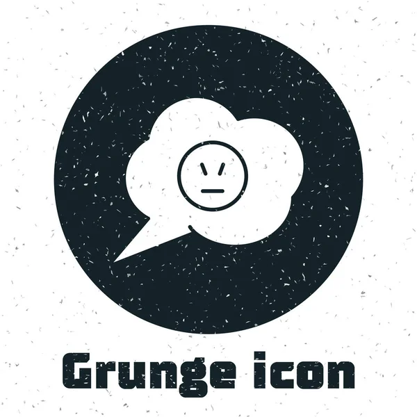 Grunge Speech Bubble Angry Smile Icon Isolated White Background Emoticon — Stock Vector