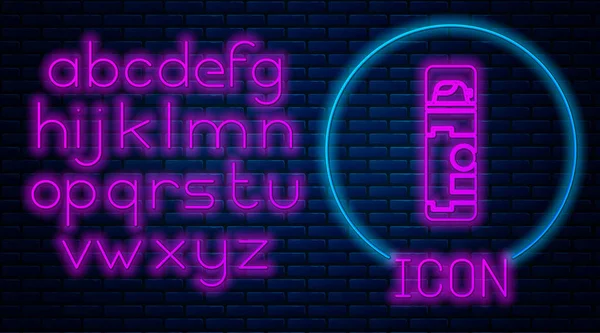 Ragyogó Neon Borotválkozás Zselé Hab Ikon Elszigetelt Téglafal Háttér Borotvahab — Stock Vector