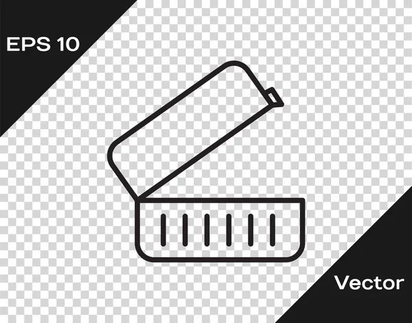 Schwarze Linie Lunchbox Symbol Isoliert Auf Transparentem Hintergrund Vektorillustration — Stockvektor