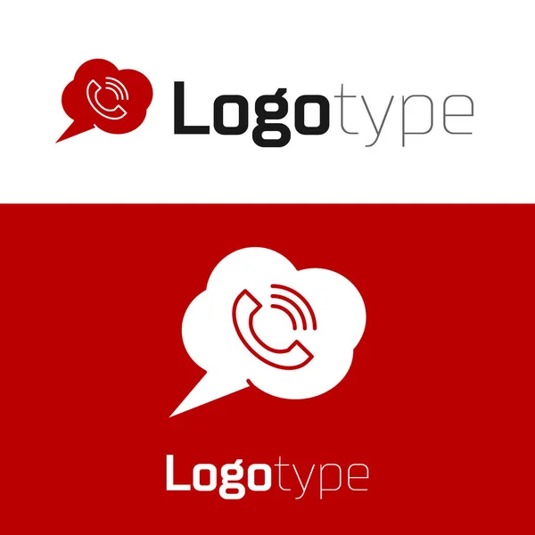 Red Speech Bubble Phone Call Icon Isolated White Background Logo — Stok Vektör