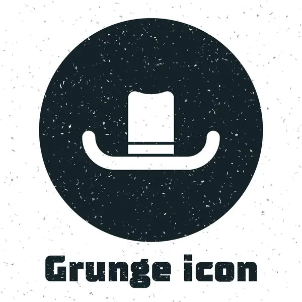 Chapeau Grunge Man Avec Icône Ruban Isolé Sur Fond Blanc — Image vectorielle